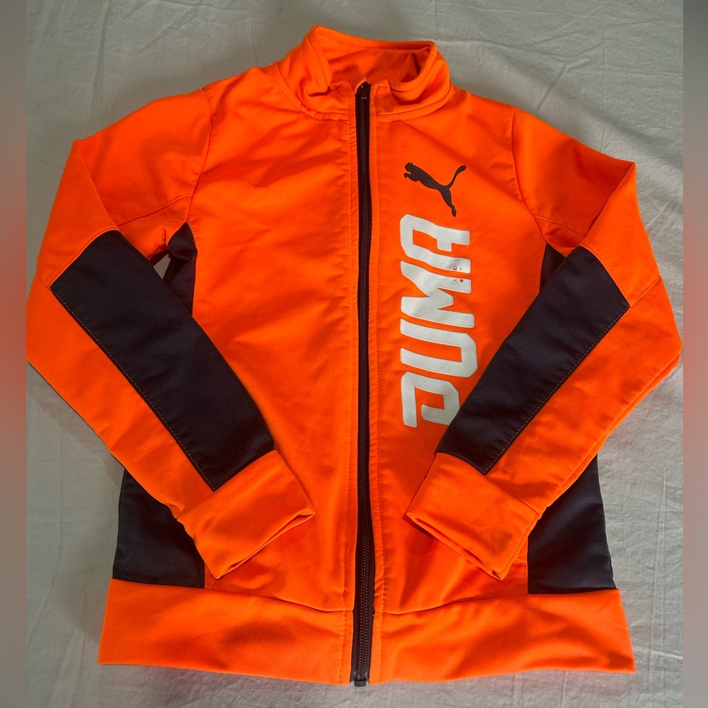 (2 for $20) PUMA Kids 7 Orange & Black Full Zip Light Track Jacket Hi Vis